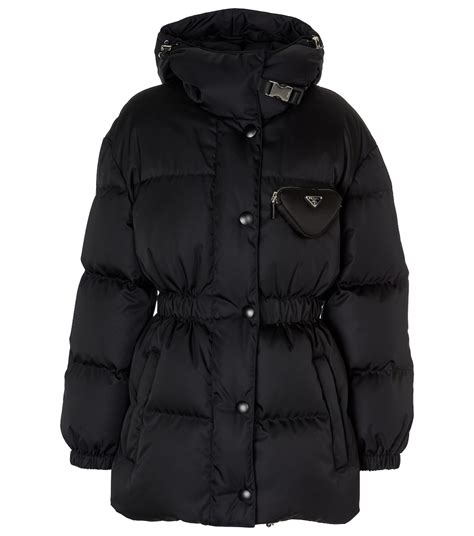 prada quilted ripstop hooded down jacket|prada black down jacket.